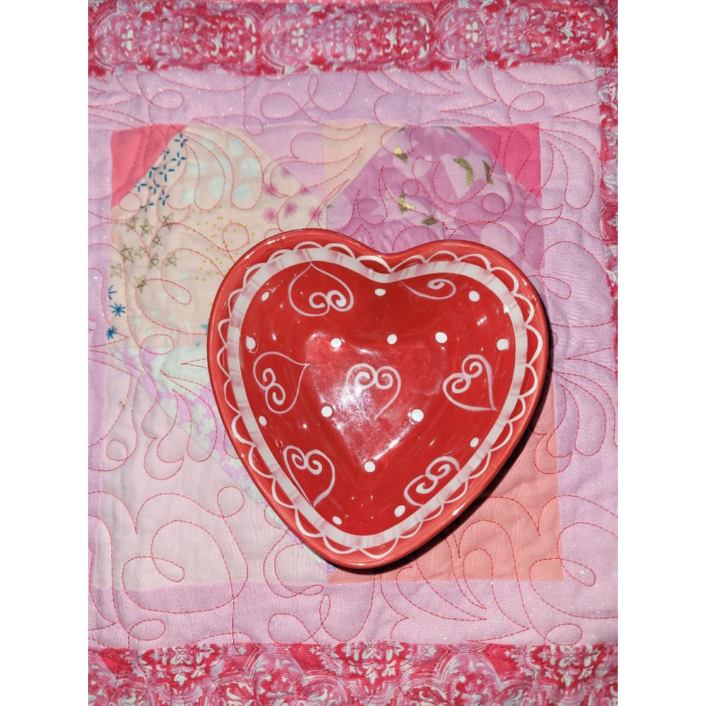 Red Heart Ceramic Bowl Dish Libby Wilkie Hausenware Valentine 5”
